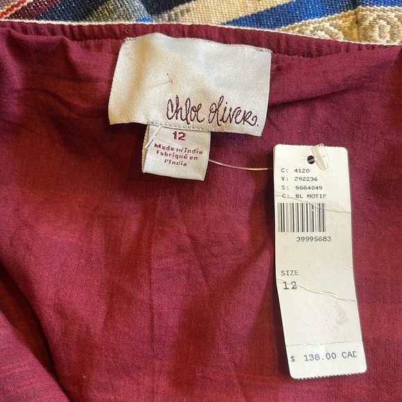 Anthropologie+Chloe Oliver Hayley Skater Skirt Sz 12 Striped Serape Thick Weave - Picture 4 of 6